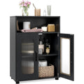 Meuble sur pied gris fonce design contemporain, deux portes
