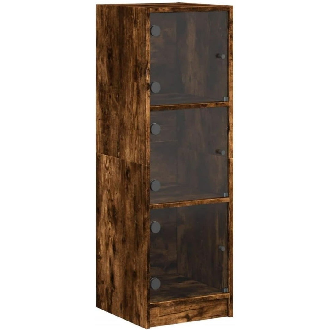 Buffet marron a portes vitrees pour le salon
