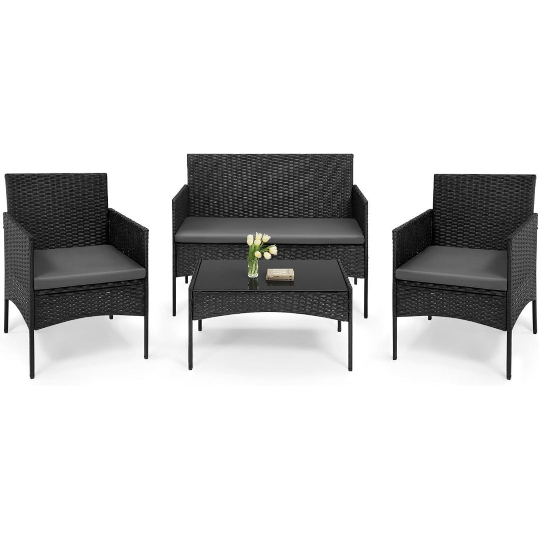 Gris fonce salon exterieur en rotin