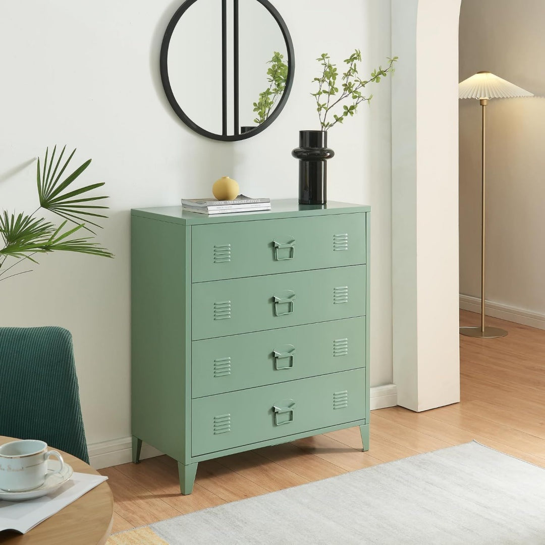 Commode industrielle gris clair 80 x 40 x 92 cm