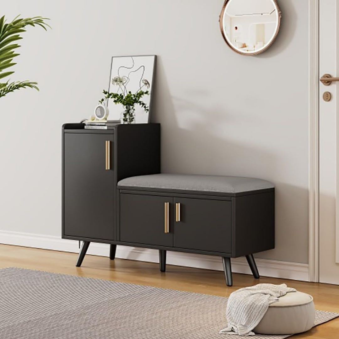 Buffet contemporain en bois massif 2 portes gris