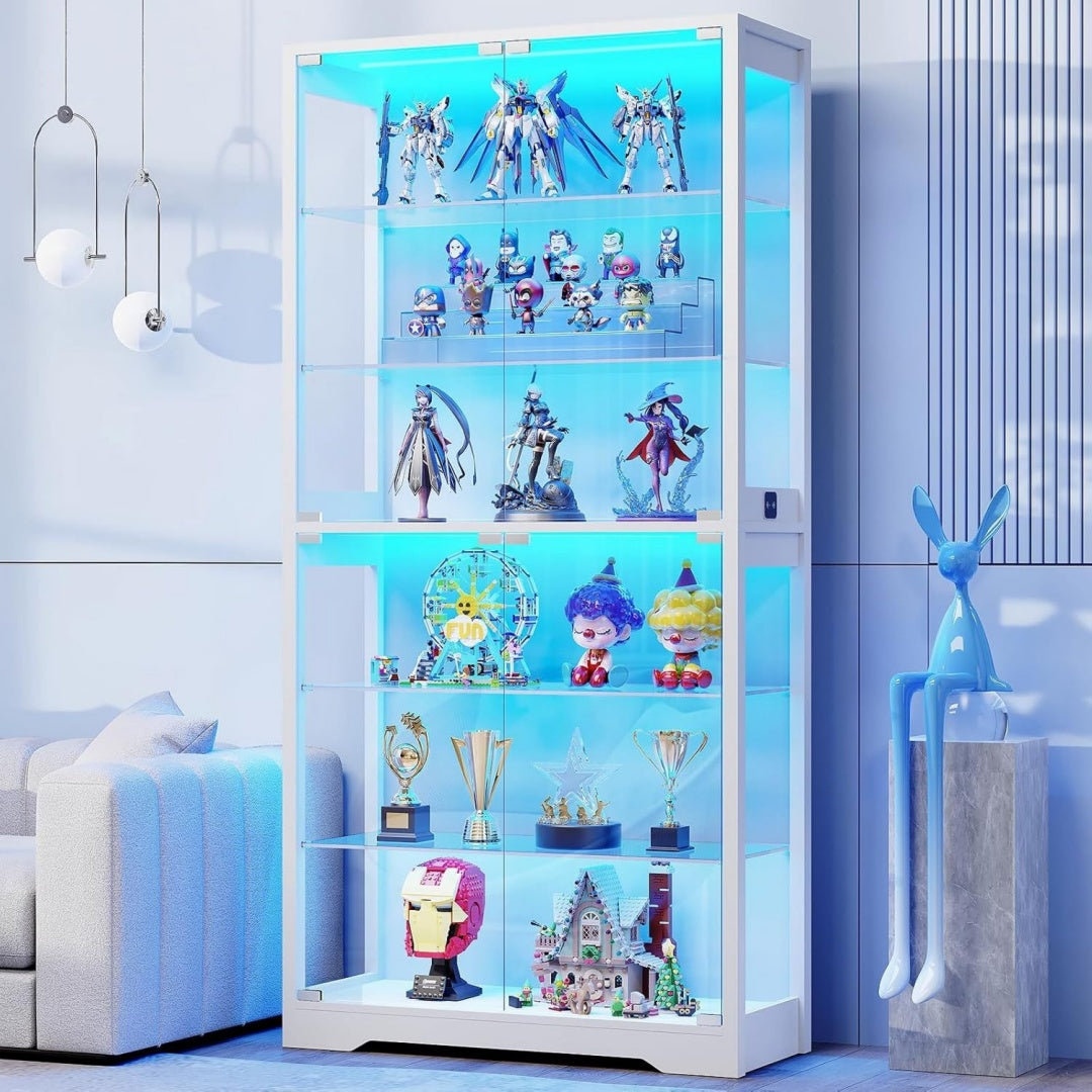 Vitrine bleu clair, vitre, solution de rangement moderne