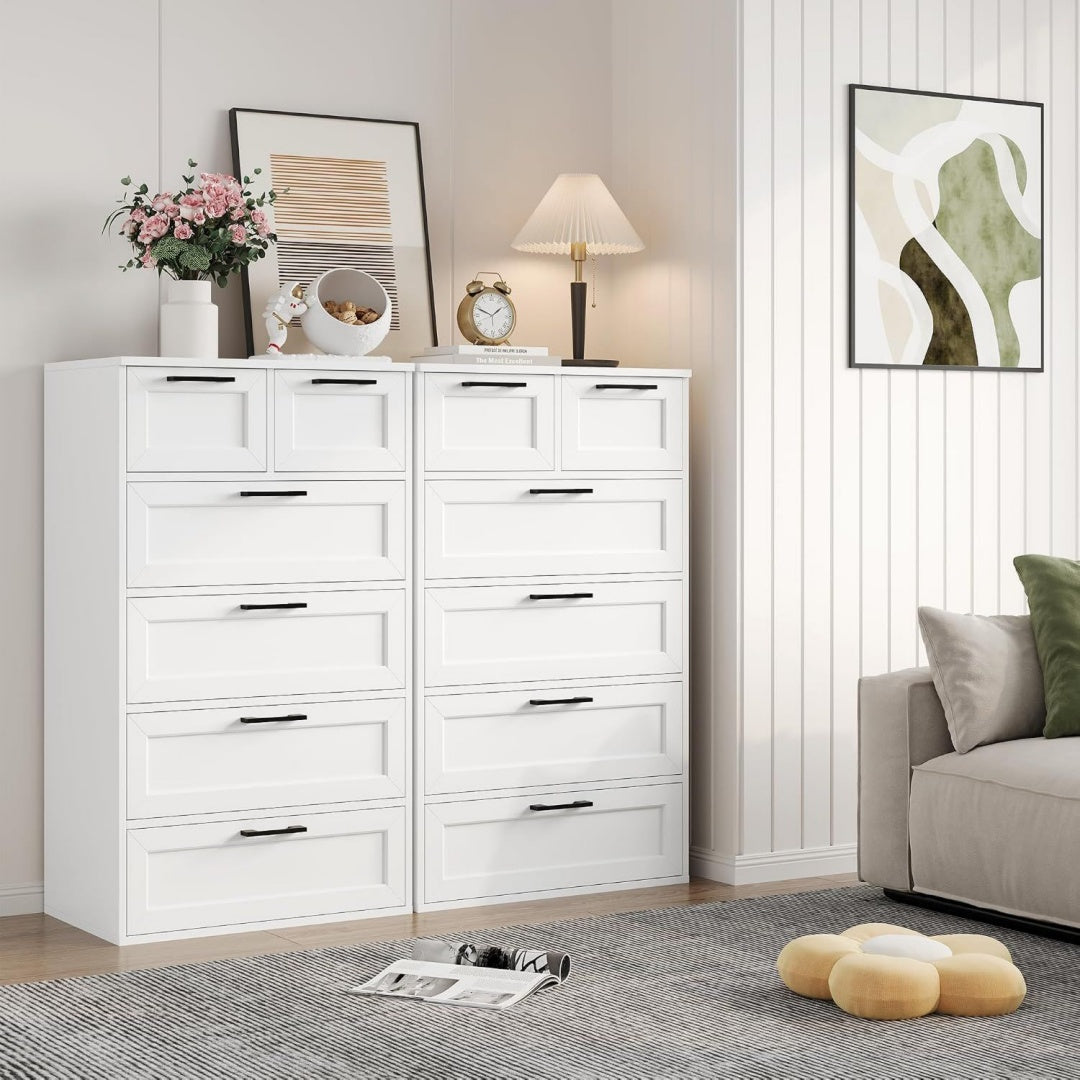 Commode gris clair avec 6 tiroirs 40 x 60 x 99.5 cm