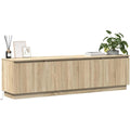 Console TV design moderne en bois ingenierie marron a 4 portes