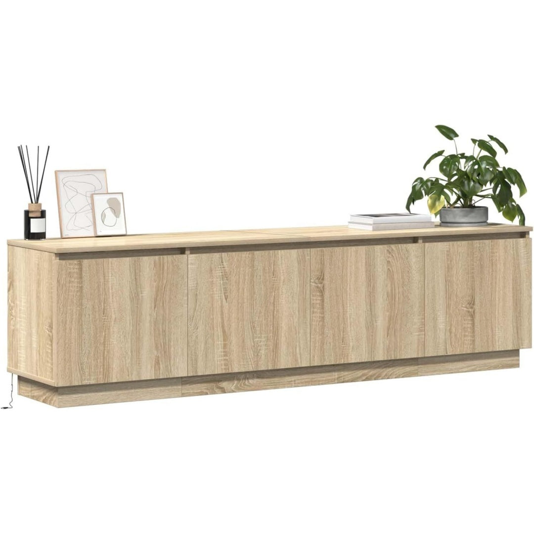 Console TV design moderne en bois ingenierie marron a 4 portes