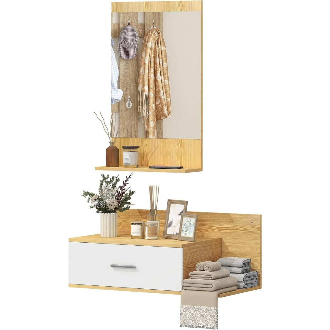 Finition Moderne, miroir armoire gris clair en bois 1 tiroir