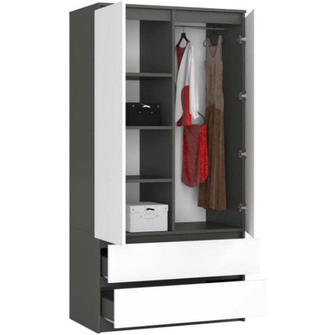Armoire de style elegant gris fonce 180 x 90 x 51 cm