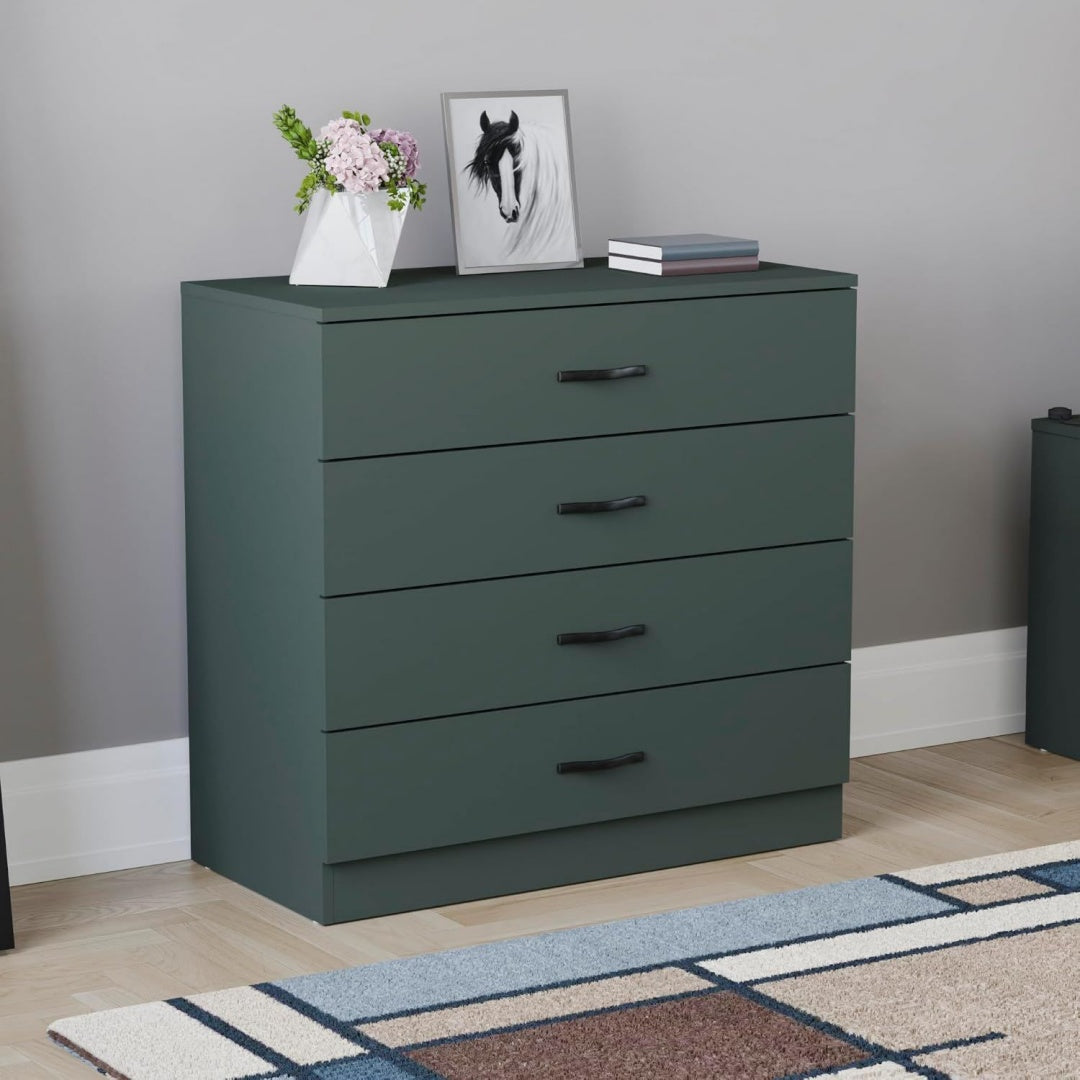 Commode allure contemporaine gris, rangement, 4 tiroirs