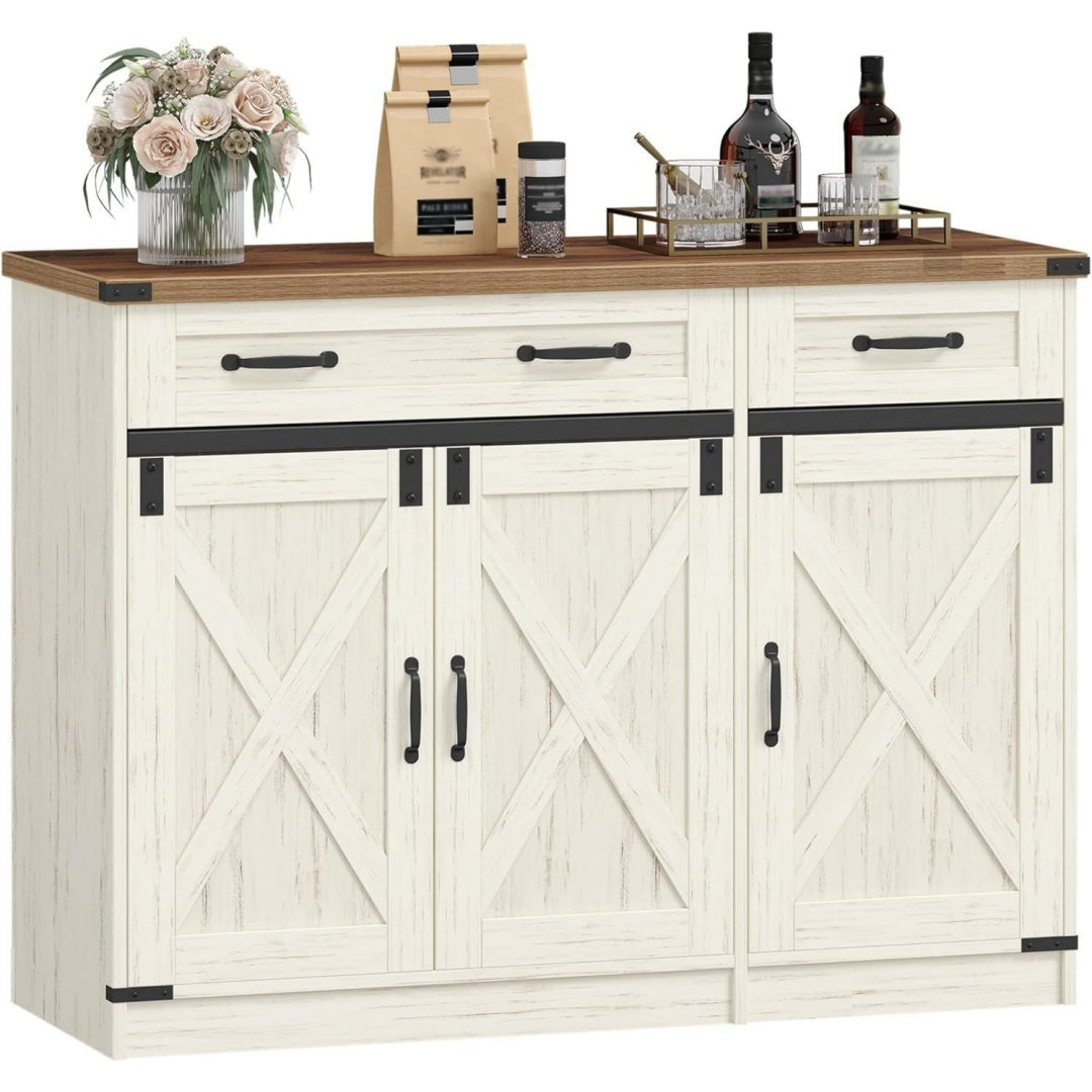 Gris clair buffet securite renforcee 3 portes et 2 tiroirs