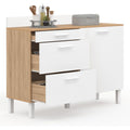 Buffet haut gris clair bois ingenierie 120 cm, rangement design moderne