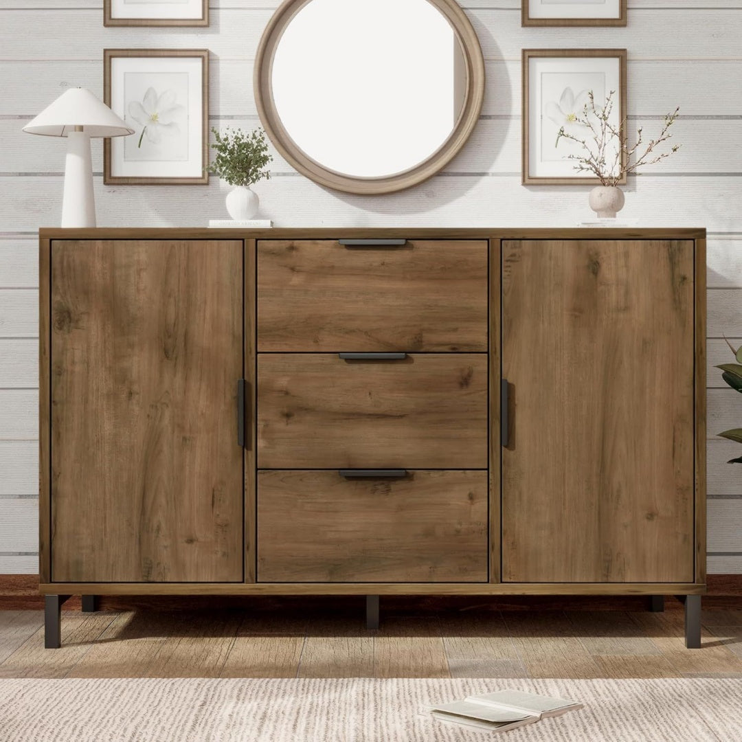 120 x 40 x 76 cm buffet marron hauteur reglable