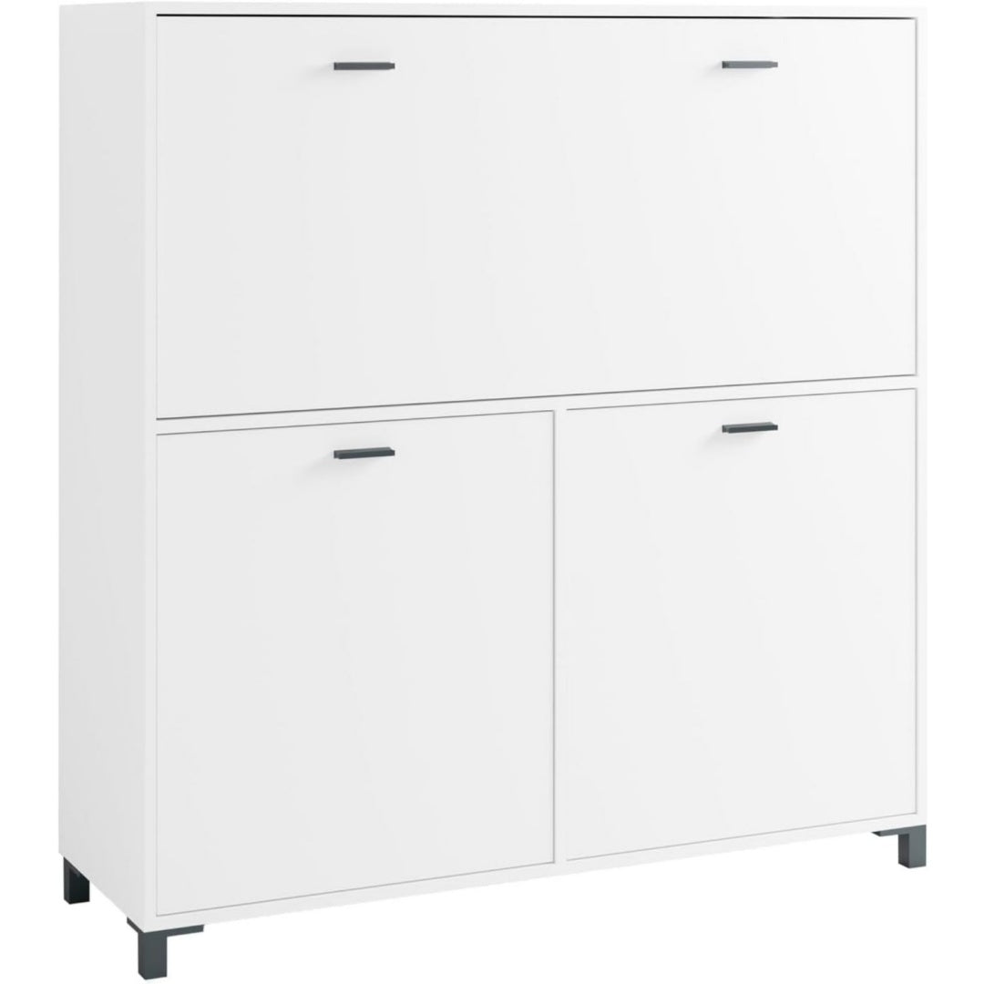 Rangement sans effort, table a manger gris clair en bois 2 portes
