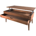 Table basse en pin avec un plateau relevable