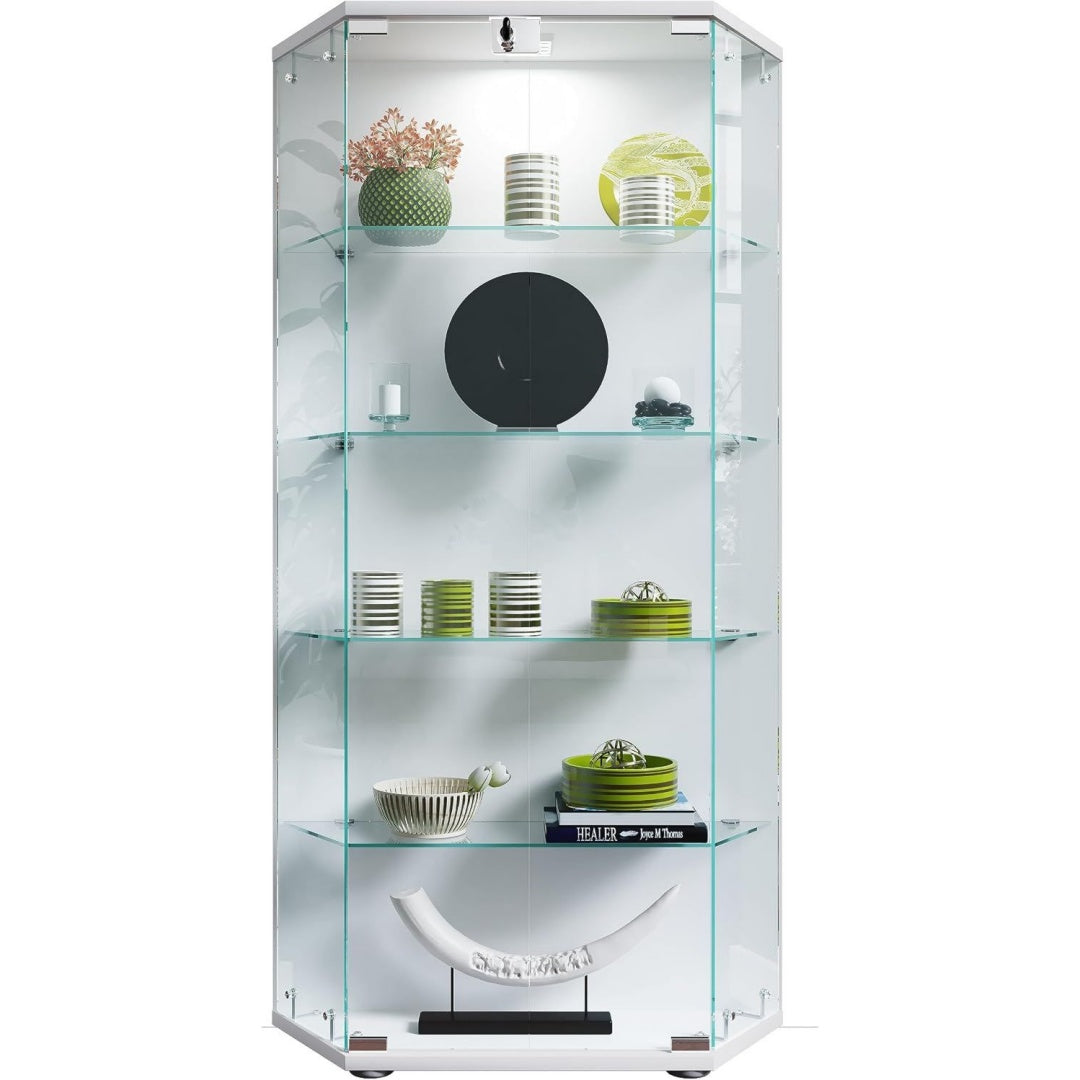 Vitrine gris clair, LED, rangement pour enfant