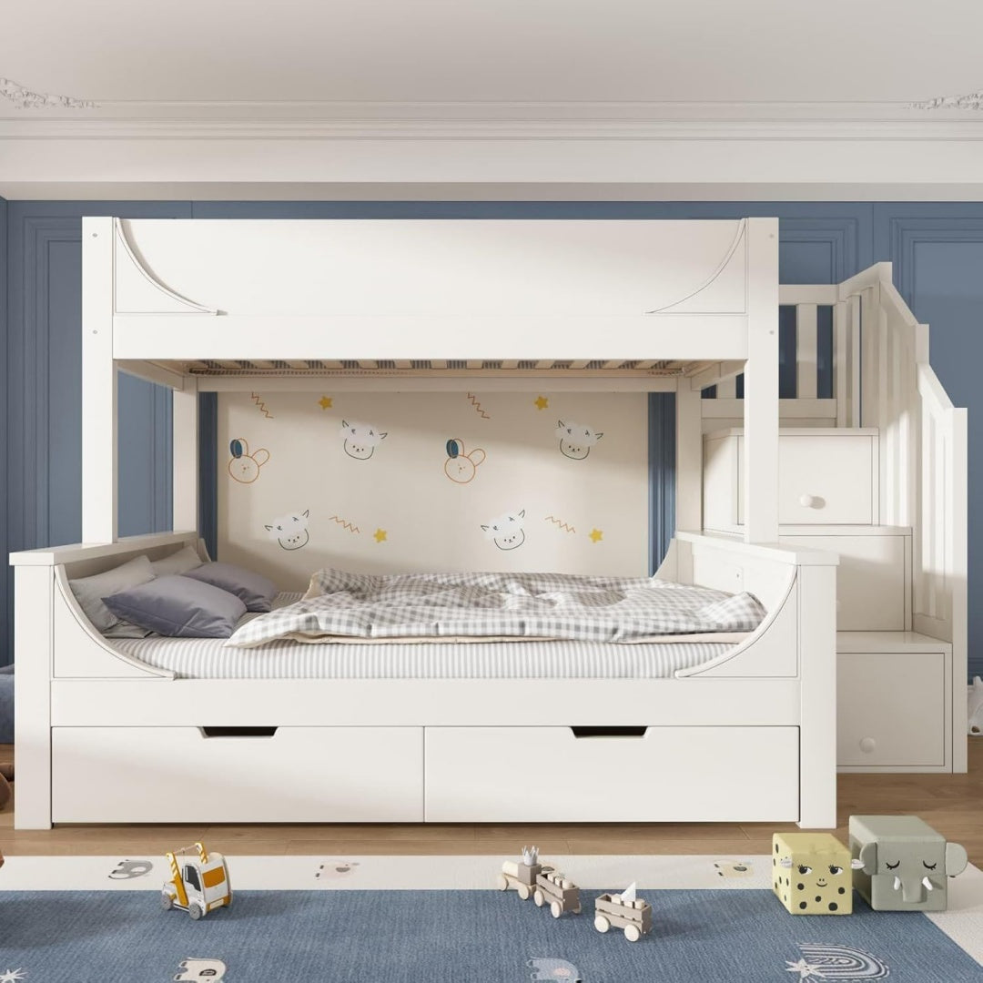 Cadre de lit scandinave en bois massif et MDF