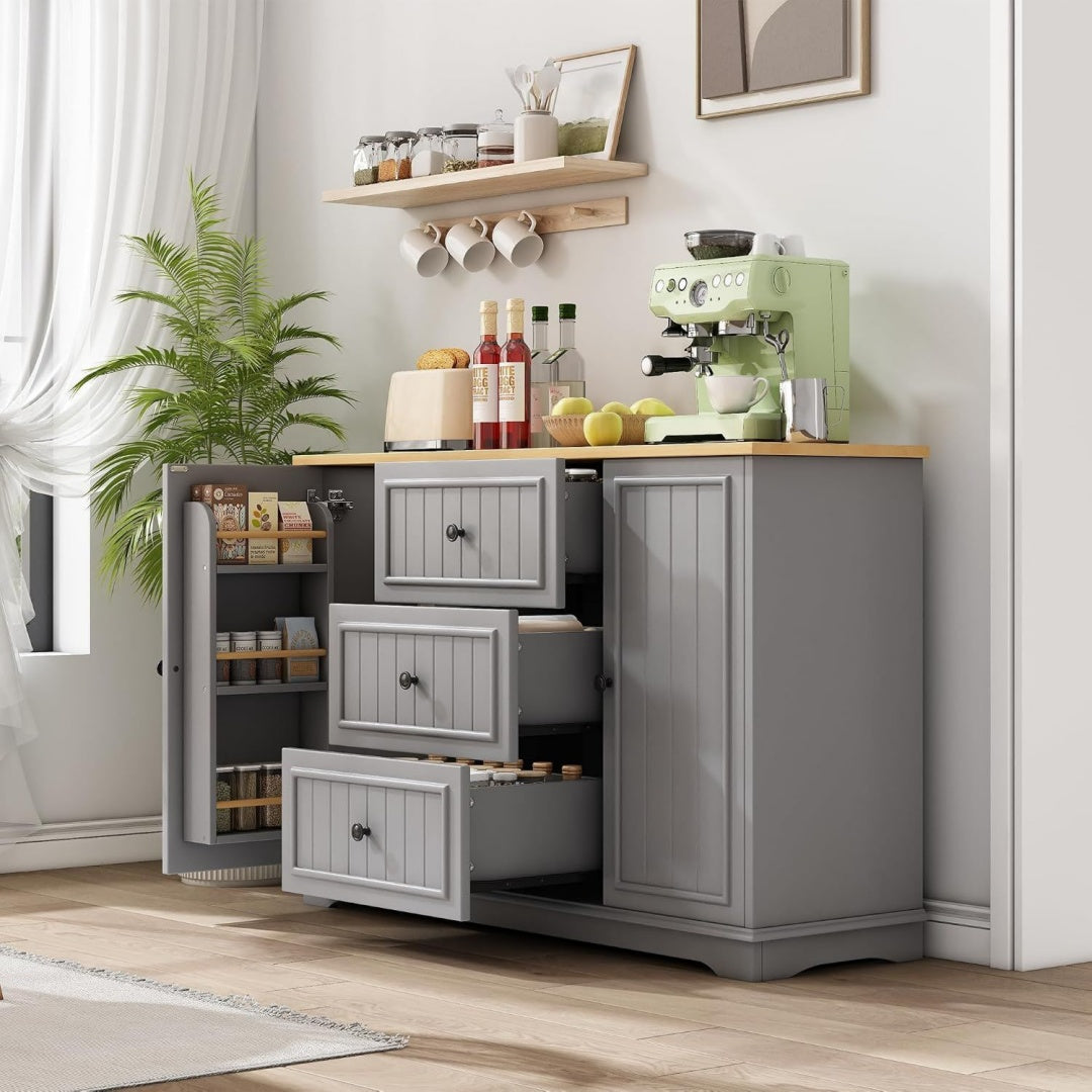 Vaisselier gris en panneau de particules