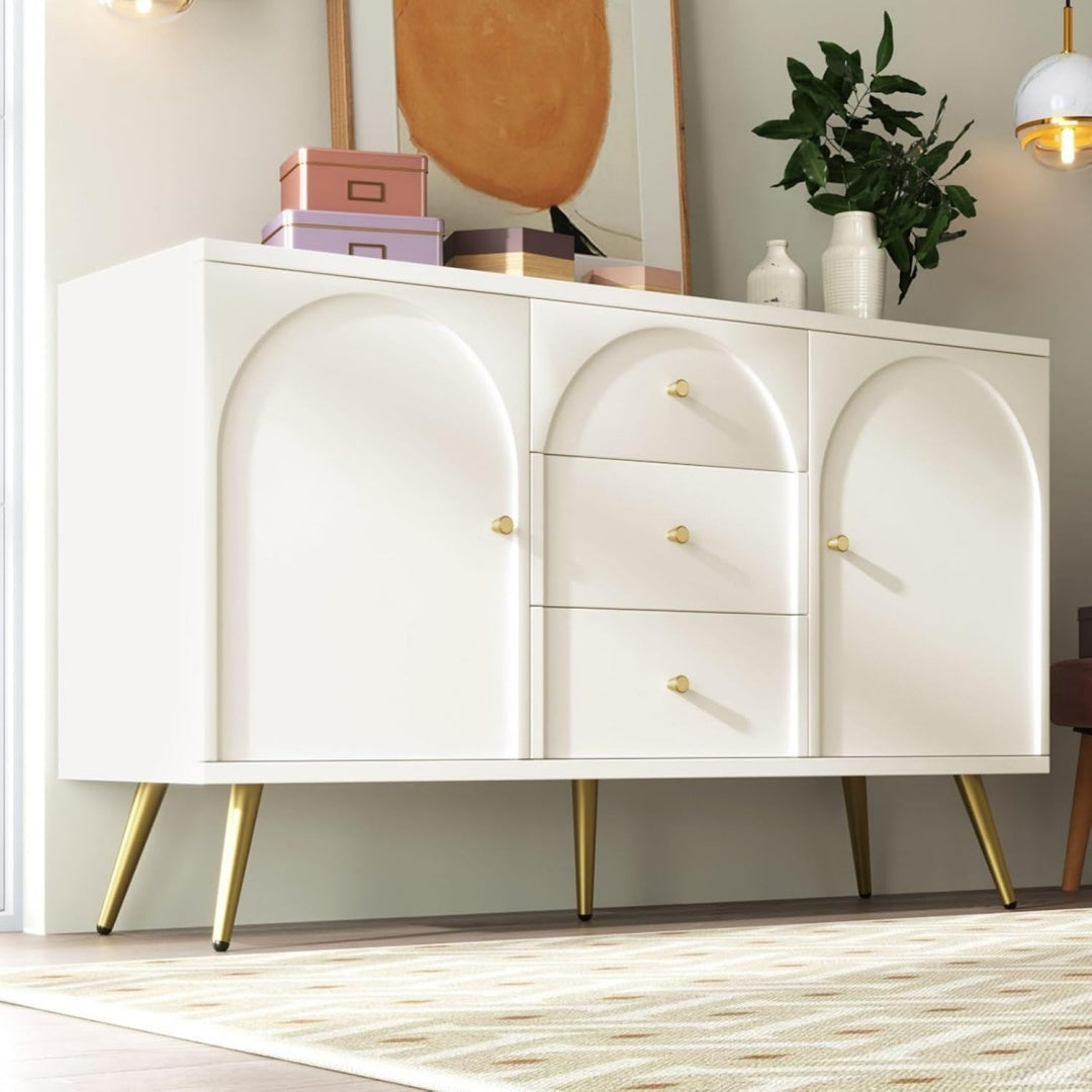Chiffonnier gris clair etagere ouverte moderne