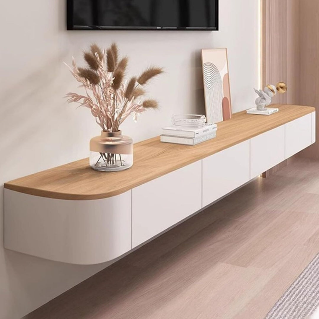 Console TV gris clair bois massif 120 cm, rangement esprit fermier