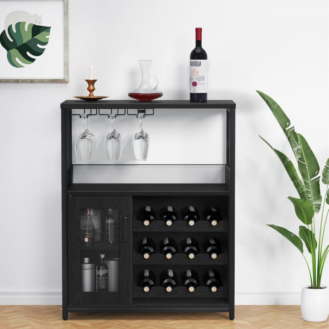 Casier a bouteilles gris en panneau de particules, rangement