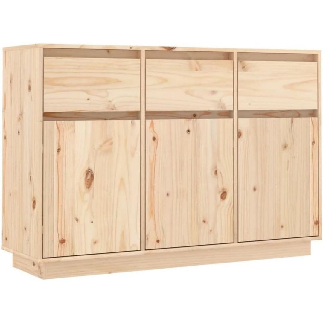Enfilade beige avec 3 tiroirs, esprit rustique