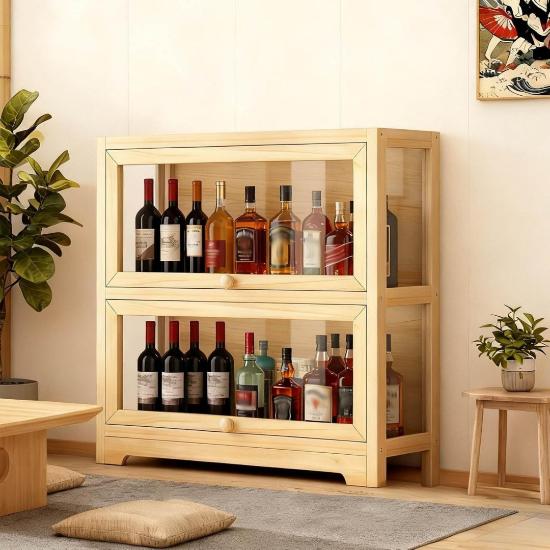 Vitrine 80 x 30 x 73 cm en bois de pin et pin